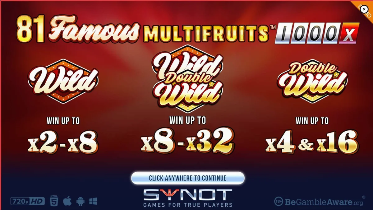 Interface do jogo 81 Famous Multifruits 1000 com símbolos de frutas e luzes neon