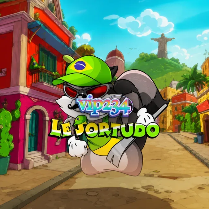 Smokey o guaxinim em um cenário de rua brasileira ensolarada no jogo Le Sortudo